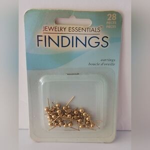 New Jewelry Essentials Findings 28 Pieces Gold Color 4mm Pierced Earring Posts.
